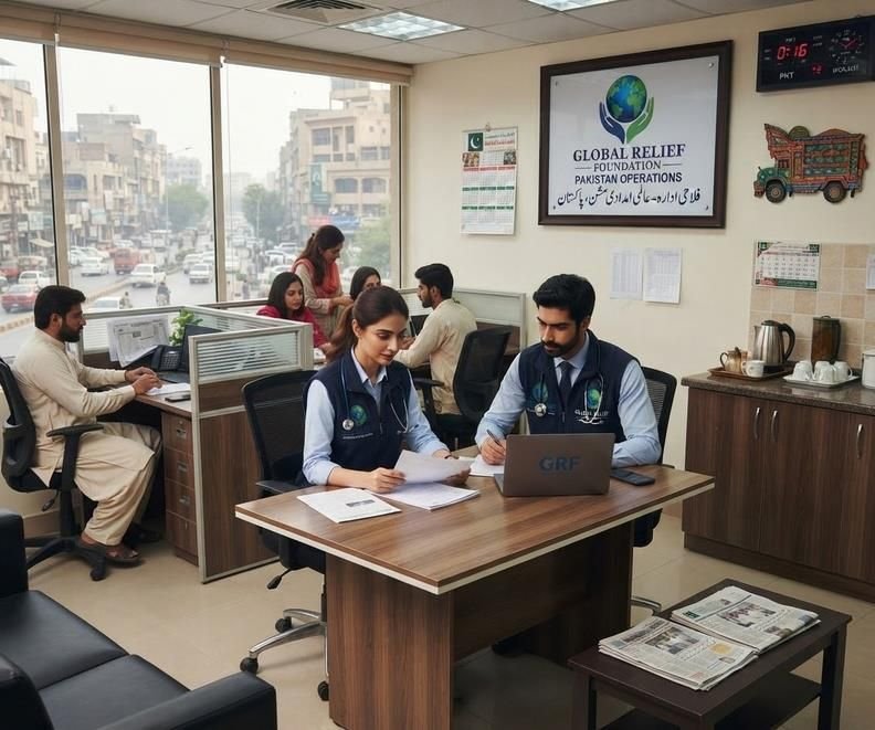 GRF team members registering patients for treatment