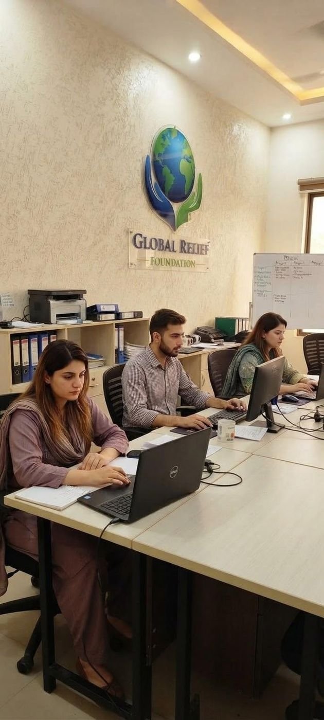 The GRF team at work in the Karachi office